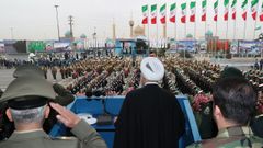 El presidente iran�, Hassan Rouhani, durante su discurso con motivo del D�a Nacional del Ej�rcito, el pasado 18 de abril