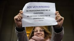 Una de las participantes en la protesta de los veterinarios de Pontevedra.