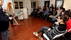 Los jugadores gallegos participaron en una clase magistral con Juan Abalo.