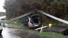 Salida de v�a en la LU-862, con dos mayores heridos, en Xove