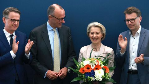 Von der Leyen, durante la noche electoral en la sede de la CDU.