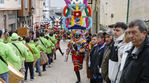 Boteiros y fuli�ns en el desfile del domingo gordo de Viana do Bolo.