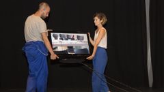 Mat�as Daporta y Mar�a de Due�as durante la residencia art�stica en Carballo