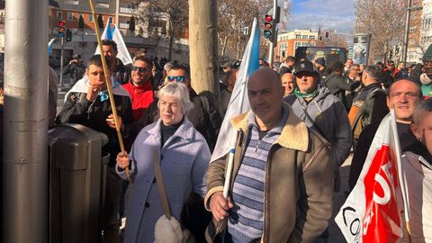 Marineros de Cambados en Madrid, el 19 de enero del 2026, en la concentraci�n contra los nuevos controles de pesca.