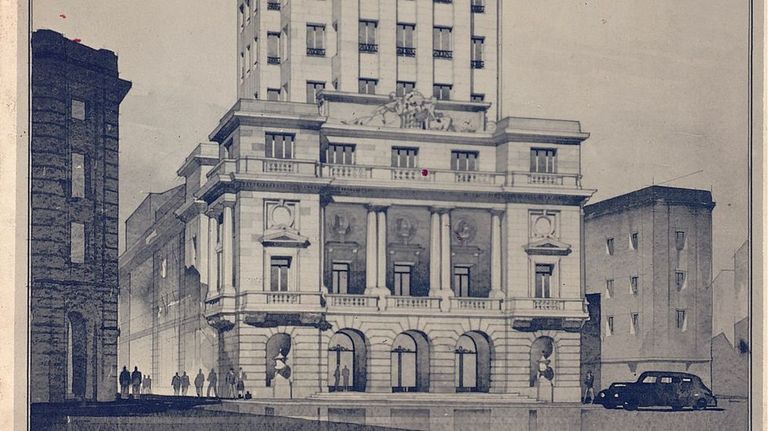 Proyecto del Teatro Montero R�os, de Jenaro de la Fuente en 1945 (actual edificio V�acambre)