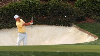 Michael Kim, en el hoyo 12 de Augusta, este martes. 