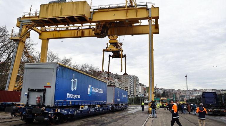 Imagen de archivo de un servicio ferroviario de Transglobal en el puerto de Vigo.