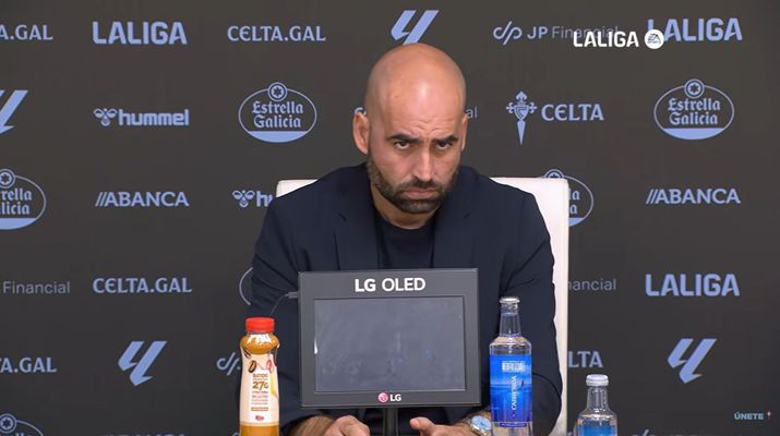 Claudio Gir�ldez, en la rueda de prensa posterior al Celta-Athletic Club.