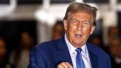 El expresidente de los Estados Unidos y candidato republicano a la presidencia, Donald Trump, este martes tras declarar en la Corte Suprema de Nueva York.