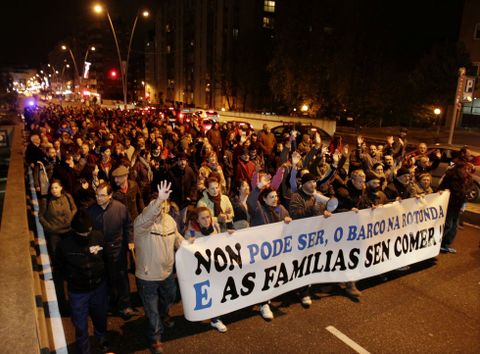 La protesta discurri con normalidad entre la Praza de Amrica y la rotonda de Coia. 