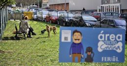 Usuarios con sus mascotas en el parque canino de la calle R�o Mera, detr�s de Porta Nova. 