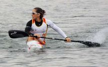 En la imagen, la gallega Teresa Portela, ayer poco despu�s de concluir su semifinal en Duisburgo.