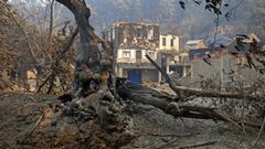 Imagen de San Vicente de Leira al da siguiente de ser arrasado por las llams