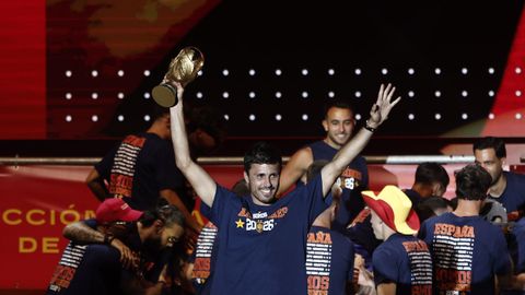 Rodri durante la celebraci�n del Mundial.