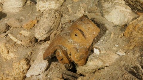 Pieza hallada en la cueva Sac Act�n y aportada por el Instituto Nacional de Arqueolog�a e Historia de M�xico.