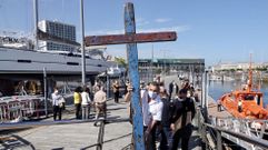 La Cruz de Lampedusa, en su traslado de Vigo a Baiona 