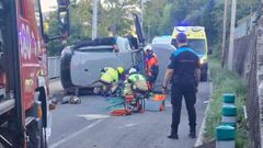 Accidente ocurrido este lunes, en la carretera que lleva al Club de Campo de Ferrol
