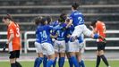 Las futbolistas azules celebran un tanto frente al Parquesol