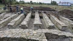 Un aspecto de las excavaciones arqueol&oacute;gicas en el yacimiento romano de Proendos