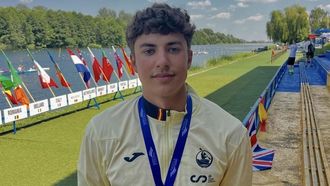 El pirag�ista lucense Nicol�s Mart�nez Adega en el campeonato de Europa 2026 de Pitesti (Ruman�a).
