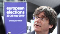 Carles Puigdemont, en el exterior de la sede del Parlamento Europeo en Bruselas, el pasado mayo