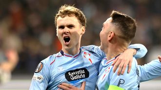 Williot Swedberg, celebrando su gol para el Celta ante el Lille.
