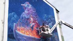 Imagen de archivo de la elaboracin de un mural en As Pontes.
