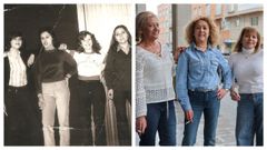 Montaje de las guapas chicas virales del Perla (antes y ahora): en 1977 vemos a Mari Luz, Milagros, Begoa y Medy; en 2024 a Mari Luz, Milagros y Medy