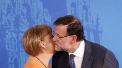 Merkel y Rajoy en la visita de la canciller a Galicia