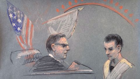 Ilustraci�n de la vista celebrada este viernes en un juzgado de Boston en la que compareci� Jack Teixeira