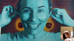 Un mural dedicado a las cerezas en las cercan�as de la playa fluvial de San Clodio, donde se celebrar� la feria este fin de semana