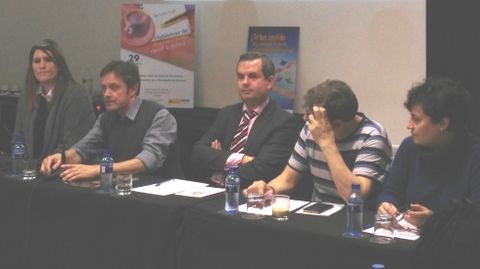 El fiscal Alberto Rodr�guez (centro) y portavoces de las asociaciones organizadoras del encuentro