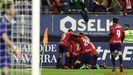 Jugadores de Osasuna celebran un gol ante el Alcorcn