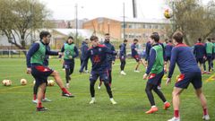 El Pontevedra CF durante un entrenamiento del pasado mes de marzo