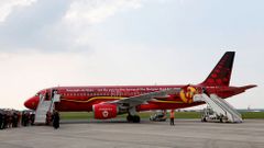 Avi�n de la selecci�n belga de f�tbol en el aeropuerto de Zaventem