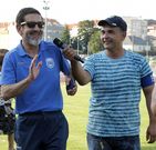 Migu�ns (con gafas), el domingo tras ganas al Portonovo. 
