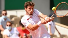 El tenista gijon�s Pablo Carre�o durante su partido de Roland Garros contra el griego Stefanos Tsitsipas