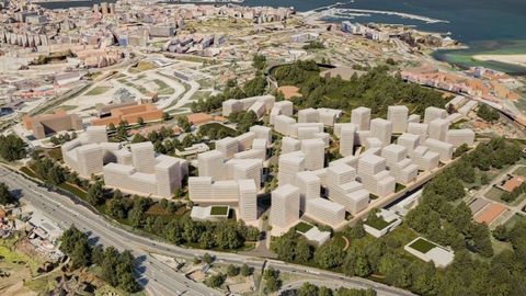 Recreaci&oacute;n del nuevo barrio que se quiere desarrollar en A Coru&ntilde;a, en Monte Mero