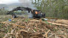 La m�quina forestal realizaba trabajos en un monte de Cedofeita, en Ribadeo, cuando se produjo el incendio