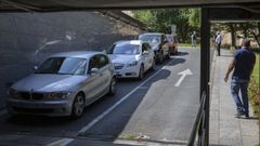 Atascos en los accesos a los p�rkings de Santiago