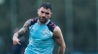El jugador del Celta Javi Gal�n, en un entrenamiento.