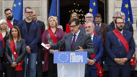 El presidente de la Generalitat, Salvador Illa, este viernes en un acto con motivo del Día de Europa