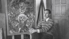 Laxeiro, retratado no seu estudio de Lal�n en 1931.
