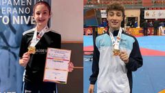 Noa Romero y Adri�n Salanova, con sus medallas de oro.