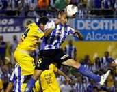Samuel Llorca durante el partido de promoci�n del H�rcules con el Alcorc�n.