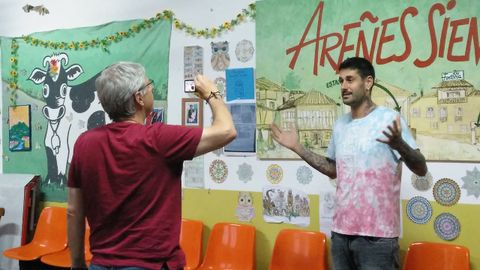 Melendi durante la grabaci�n del v�deo