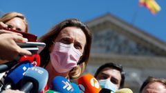 La portavoz del PP en el Congreso, Cuca Gamarra, durante la concentracin convocada por la Asociacin de Vctimas del Terrorismo