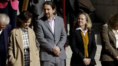 Calvo, Iglesias y Calvio, durante un acto en el Congreso el pasado mes