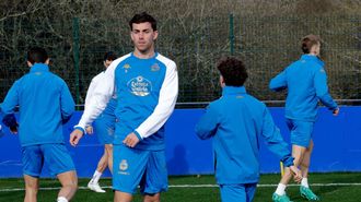 Dani Barcia, durante un entrenamiento en Abegondo