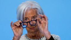 La presidenta del Banco Central Europeo (BCE), Christine Lagarde, en la rueda de prensa este jueves 30 de abril.